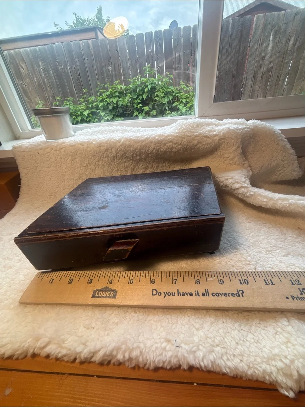 Vintage Wooden Slant Top Desk Box with Pull Out Drawer- primitive rustic storage